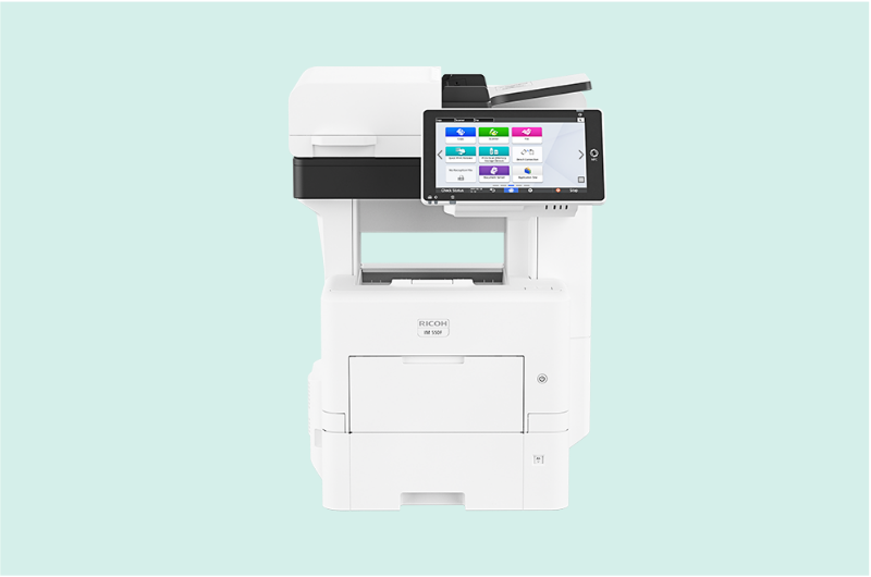 Impresora inkjet compacta de color blanco con cartuchos de tinta visibles, ideal para uso doméstico y pequeña oficina